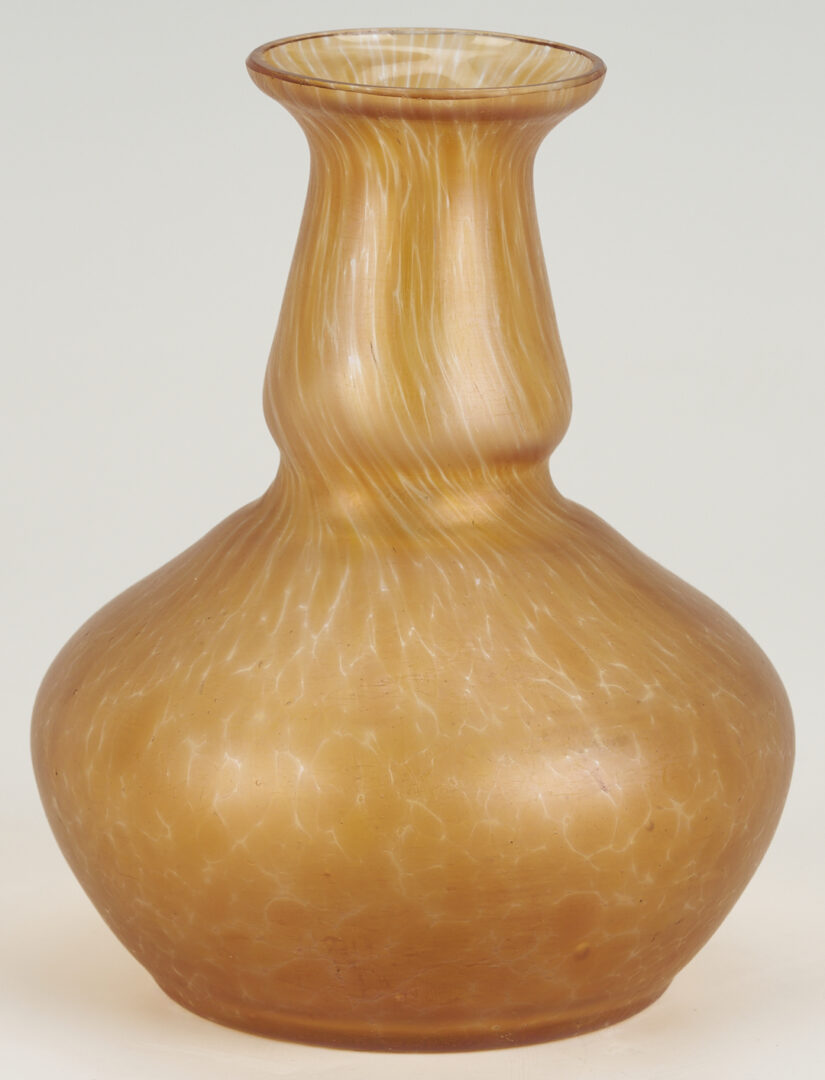 Lot 1102: 3 Czech Art Glass Vases, incl.  Kralik Peach Oil Spot