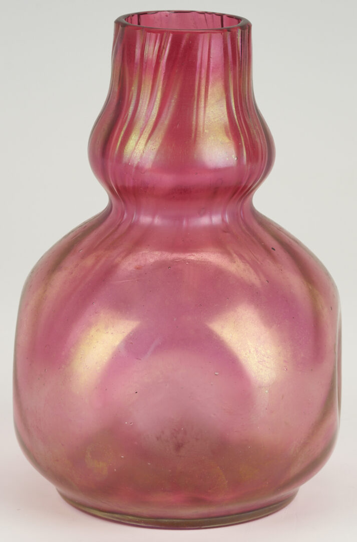 Lot 1102: 3 Czech Art Glass Vases, incl.  Kralik Peach Oil Spot