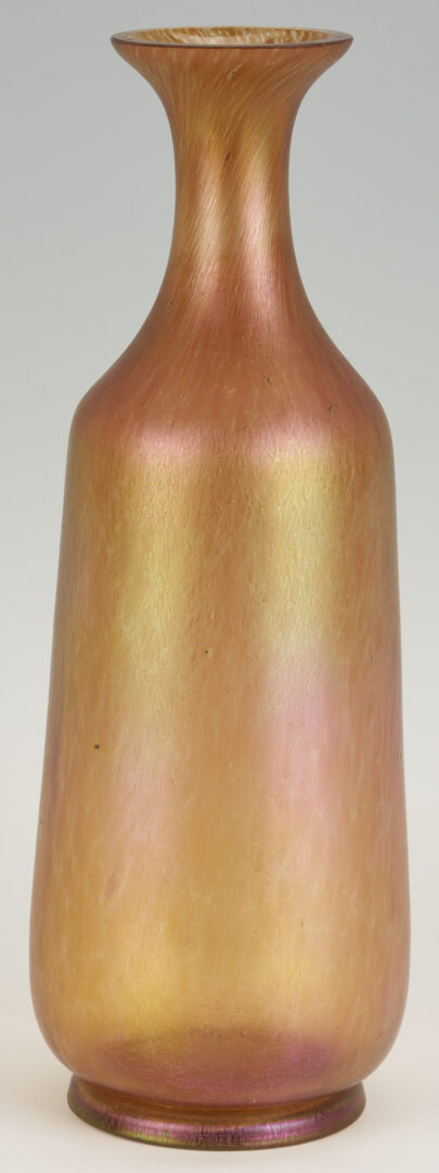 Lot 1102: 3 Czech Art Glass Vases, incl.  Kralik Peach Oil Spot