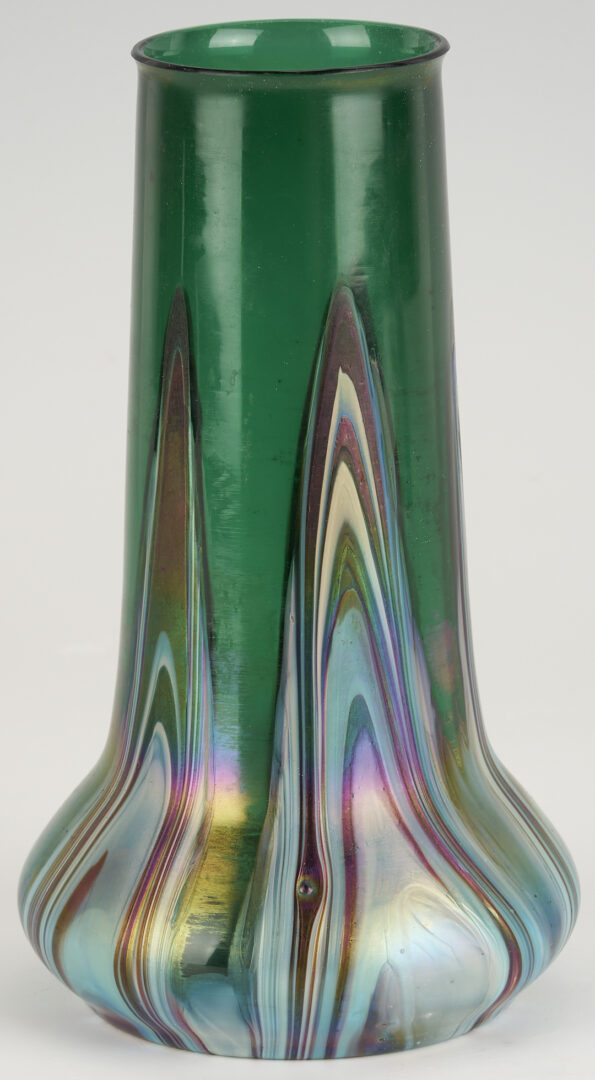 Lot 1103: 3 Art Glass Vases with Pulled Color Designs