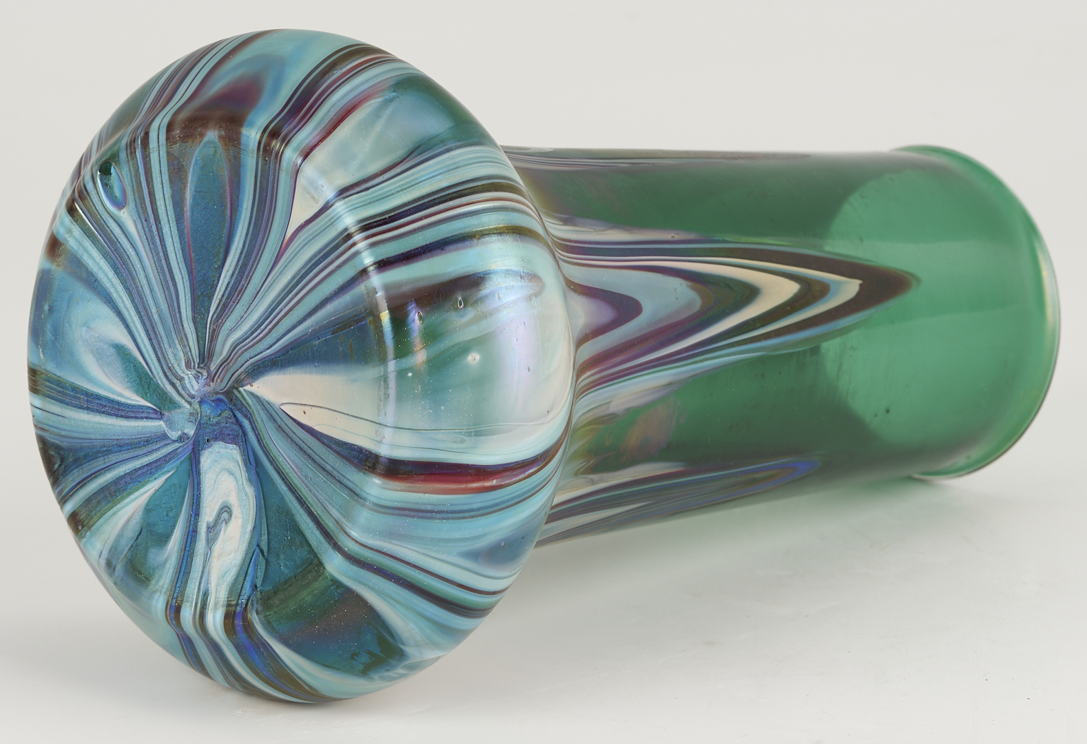 Lot 1103: 3 Art Glass Vases with Pulled Color Designs