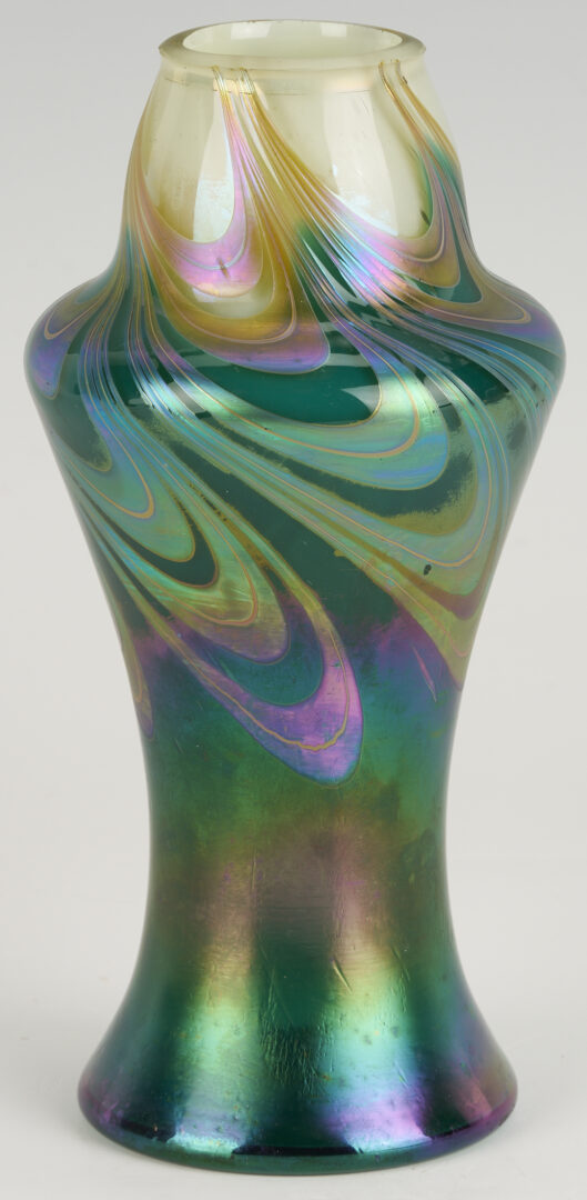 Lot 1103: 3 Art Glass Vases with Pulled Color Designs