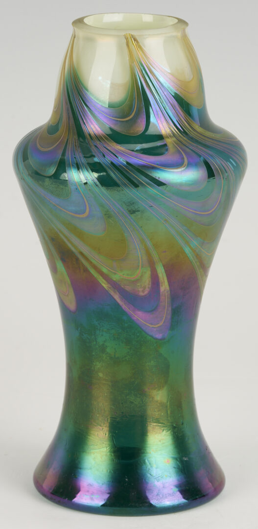 Lot 1103: 3 Art Glass Vases with Pulled Color Designs