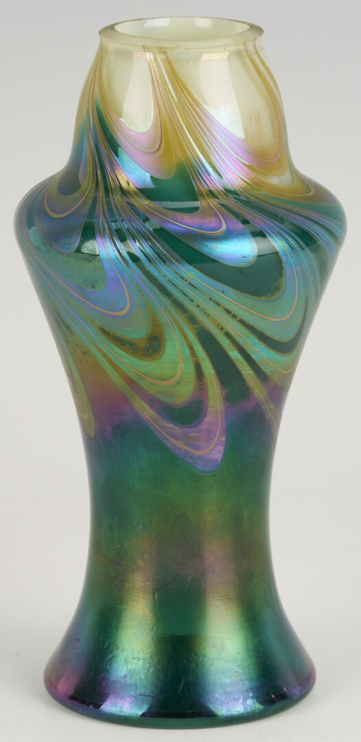 Lot 1103: 3 Art Glass Vases with Pulled Color Designs