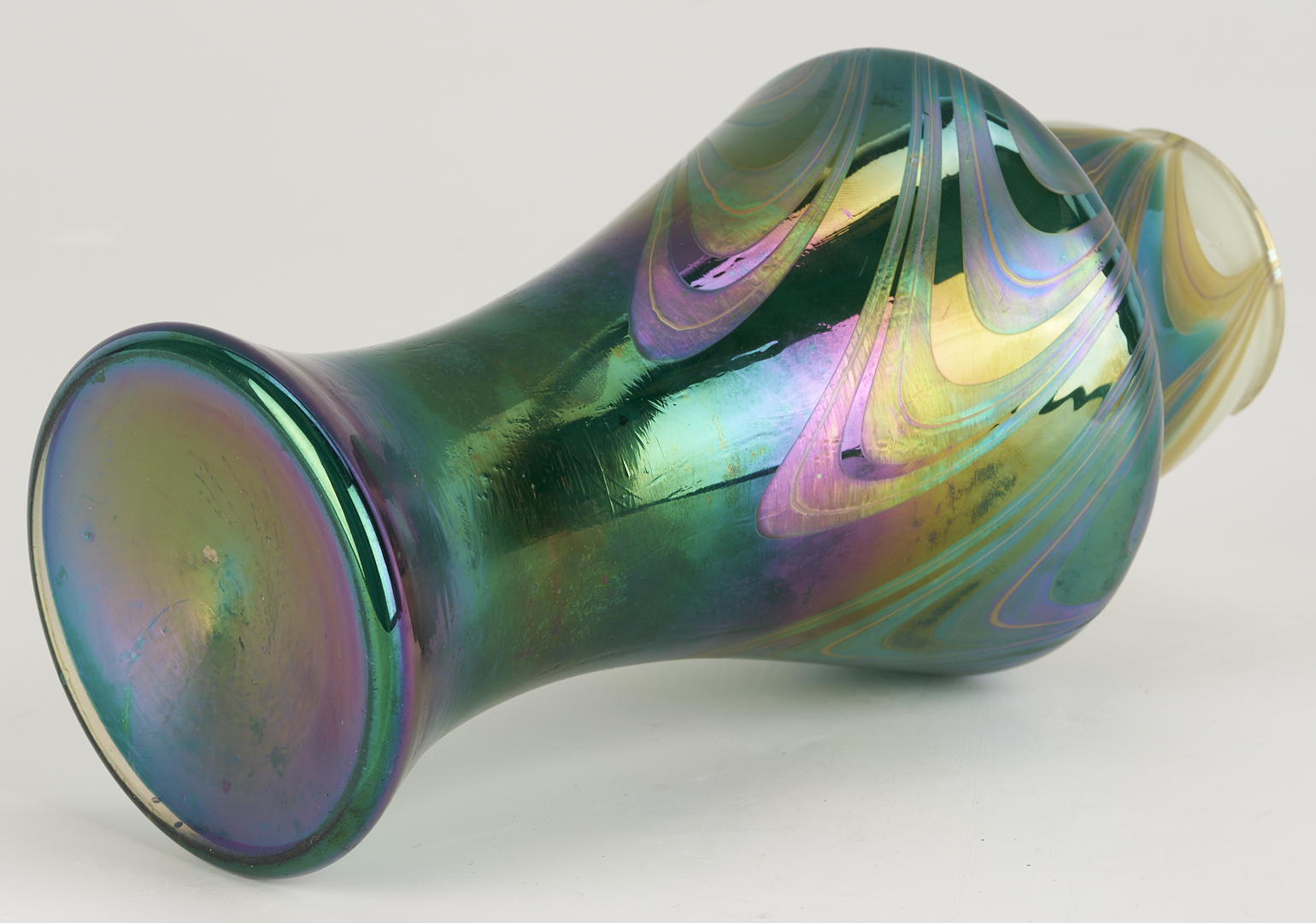 Lot 1103: 3 Art Glass Vases with Pulled Color Designs