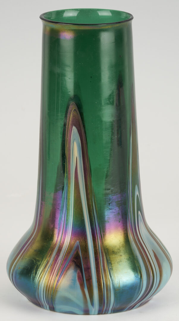 Lot 1103: 3 Art Glass Vases with Pulled Color Designs