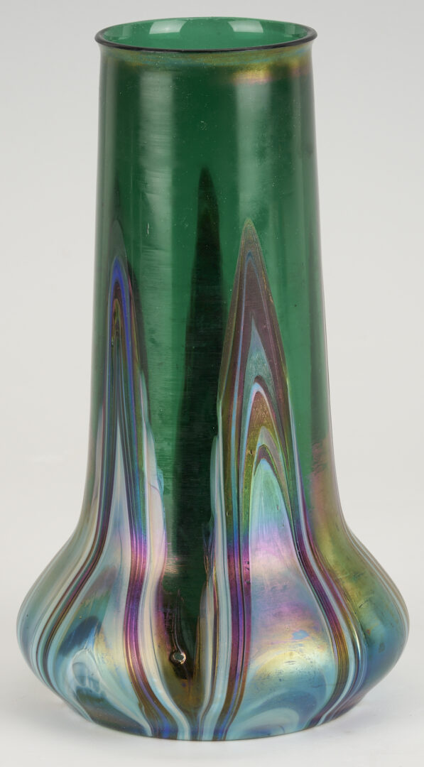 Lot 1103: 3 Art Glass Vases with Pulled Color Designs