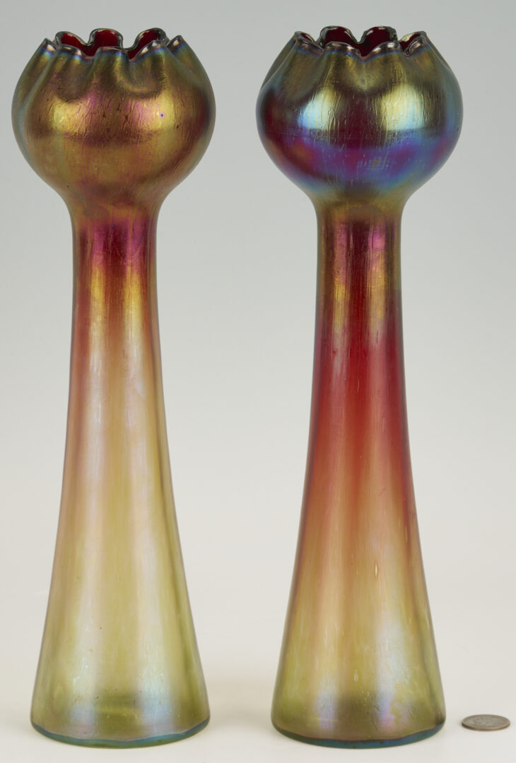 Lot 1105: Pair Rindskopf Pepita Art Nouveau Glass Vases