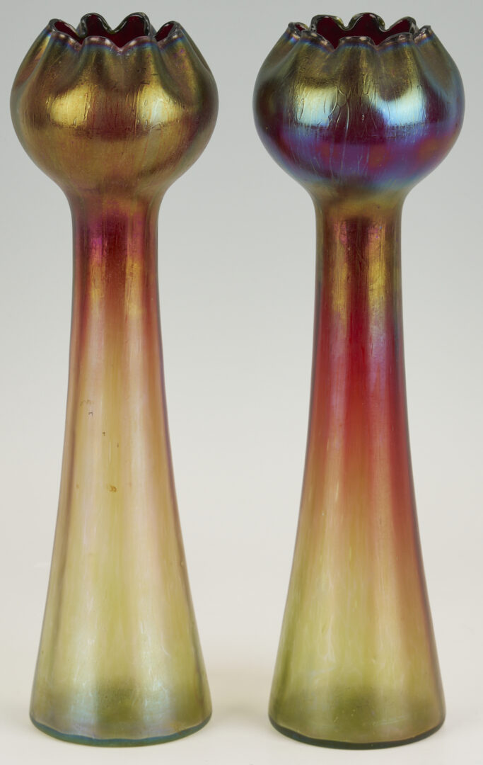 Lot 1105: Pair Rindskopf Pepita Art Nouveau Glass Vases