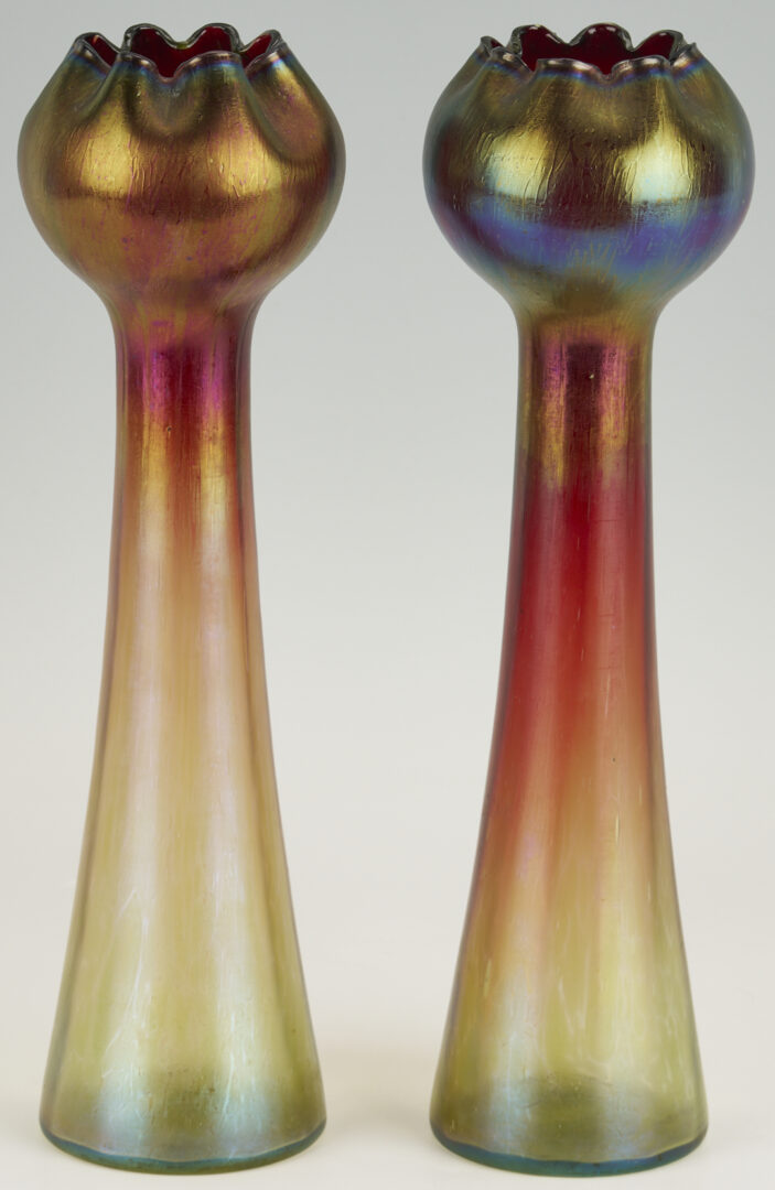 Lot 1105: Pair Rindskopf Pepita Art Nouveau Glass Vases