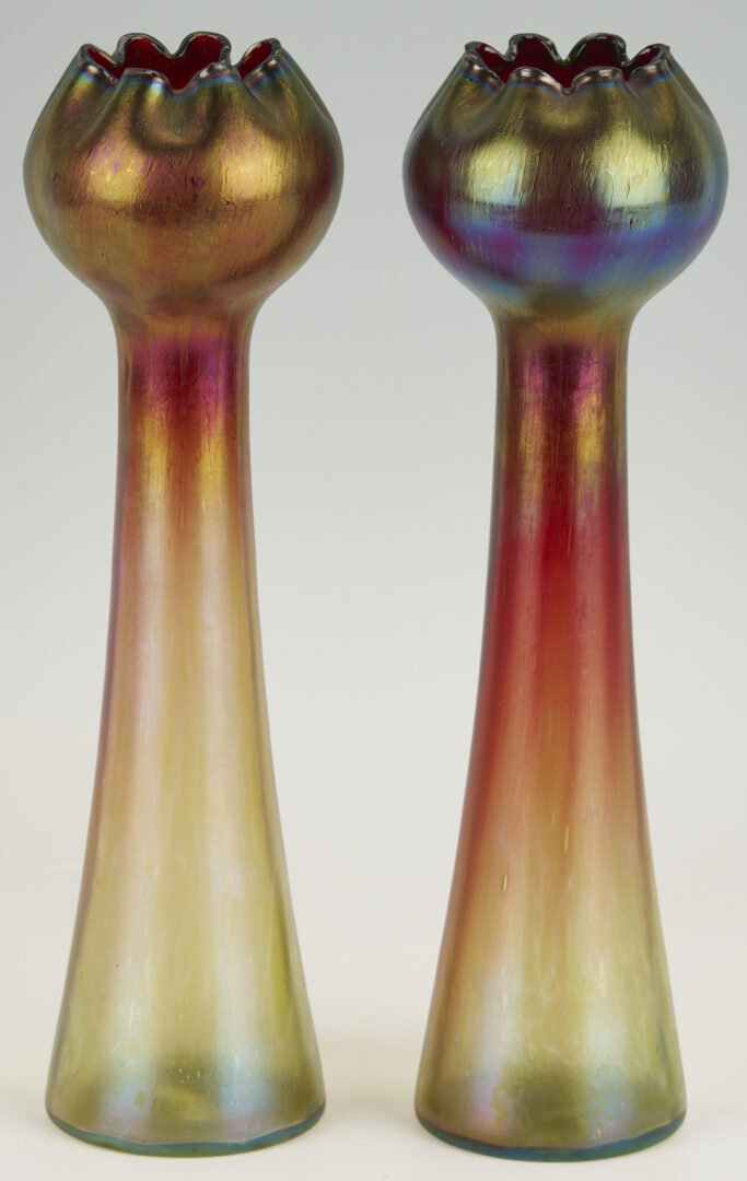 Lot 1105: Pair Rindskopf Pepita Art Nouveau Glass Vases