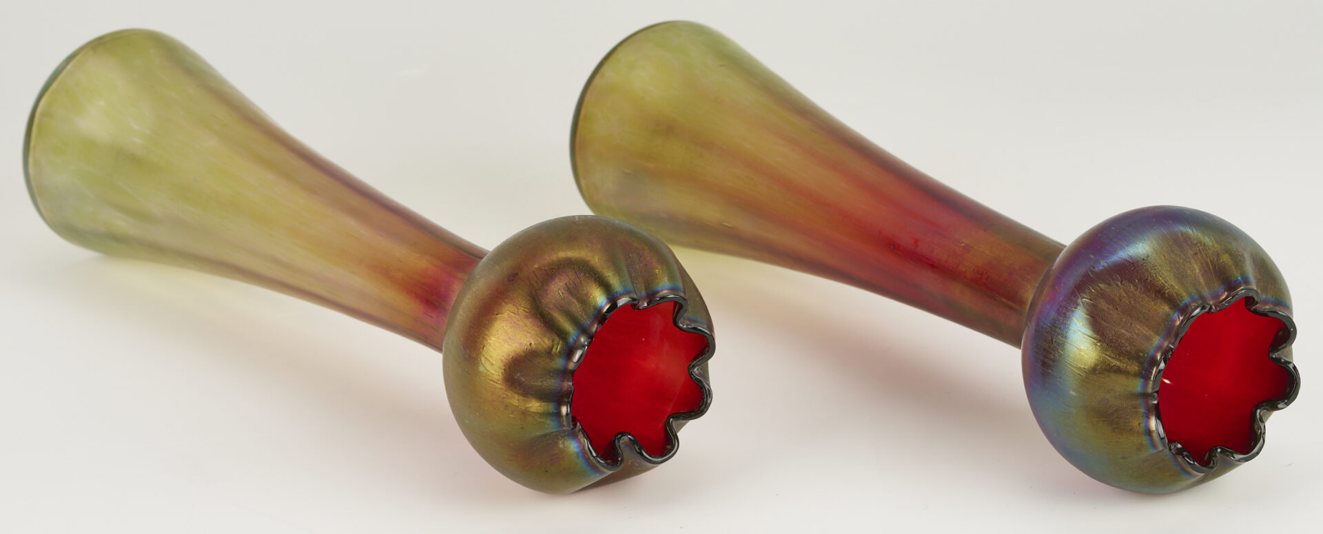 Lot 1105: Pair Rindskopf Pepita Art Nouveau Glass Vases
