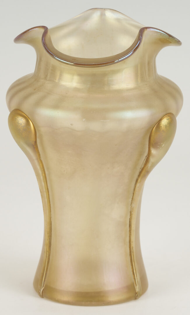 Lot 1106: 3 Art Glass Vases with Prunts, attrib. Kralilk or Rindskopf
