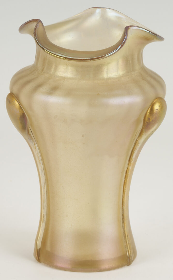 Lot 1106: 3 Art Glass Vases with Prunts, attrib. Kralilk or Rindskopf