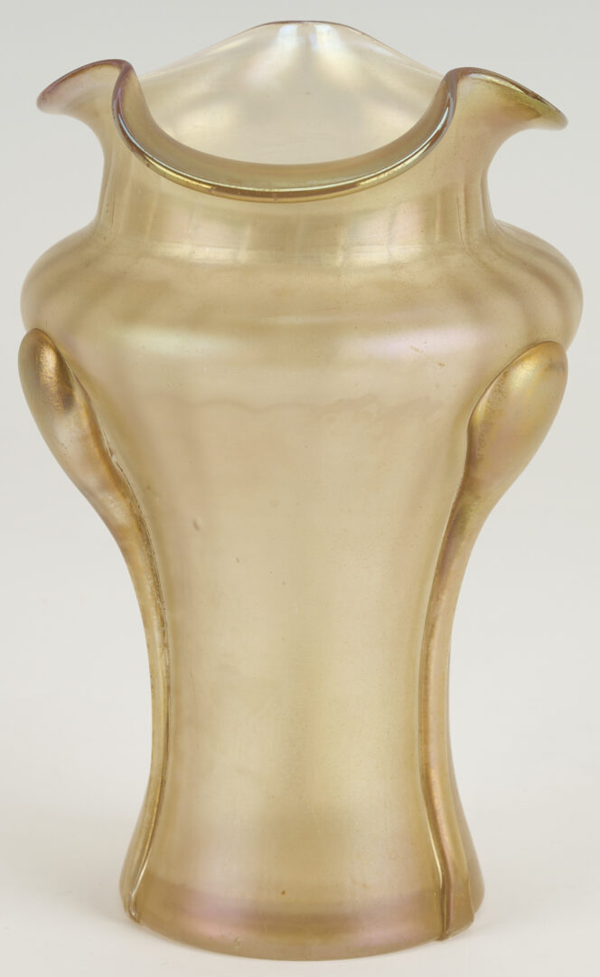 Lot 1106: 3 Art Glass Vases with Prunts, attrib. Kralilk or Rindskopf