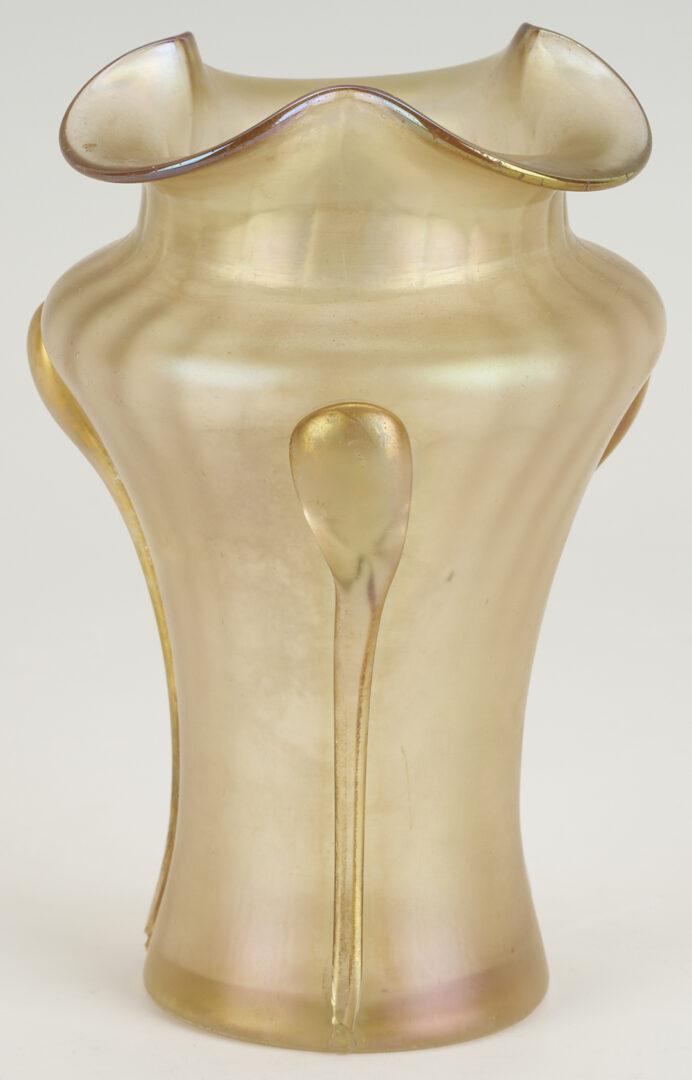 Lot 1106: 3 Art Glass Vases with Prunts, attrib. Kralilk or Rindskopf