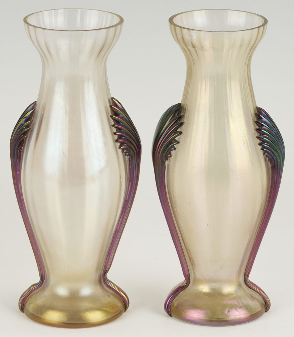 Lot 1106: 3 Art Glass Vases with Prunts, attrib. Kralilk or Rindskopf