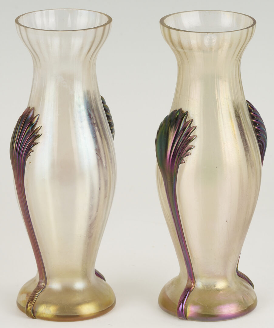 Lot 1106: 3 Art Glass Vases with Prunts, attrib. Kralilk or Rindskopf