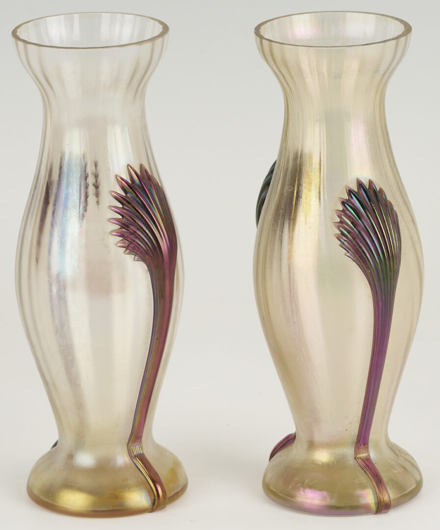Lot 1106: 3 Art Glass Vases with Prunts, attrib. Kralilk or Rindskopf