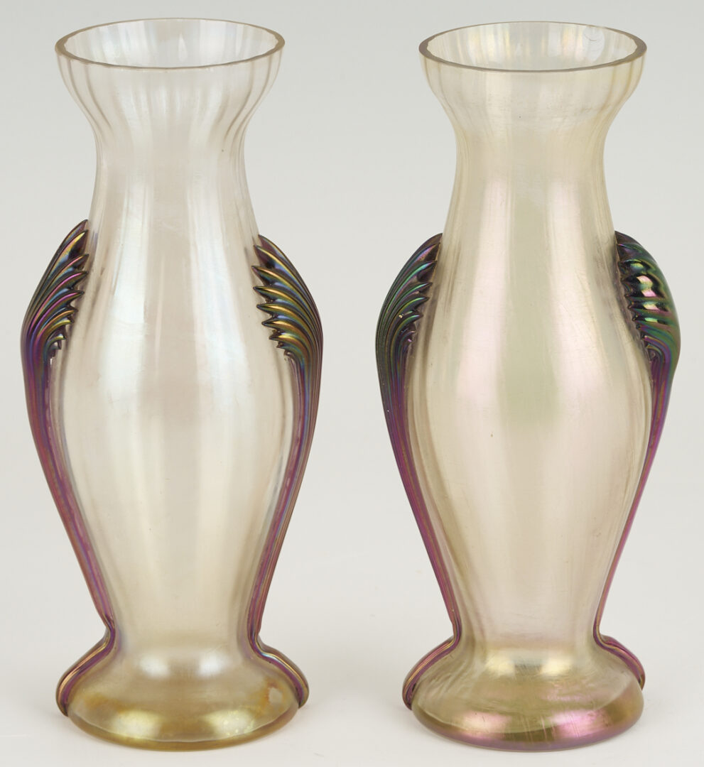 Lot 1106: 3 Art Glass Vases with Prunts, attrib. Kralilk or Rindskopf