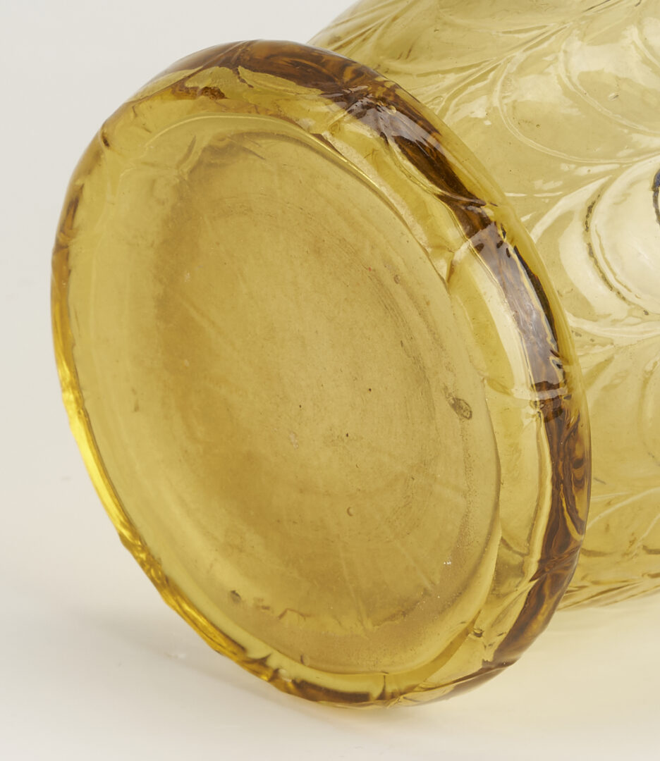 Lot 1107: Rare Kralik Art Glass Vase, Yellow with Dual Color Prunts
