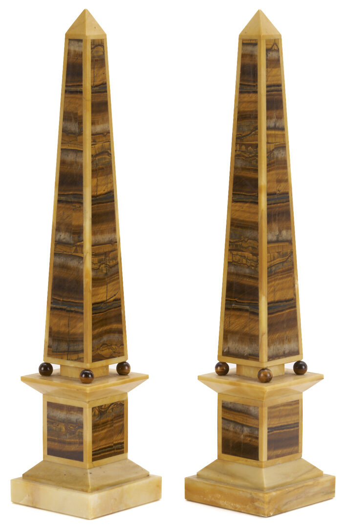 Lot 110: Pair of Grand Tour Sienna Marble Obelisks