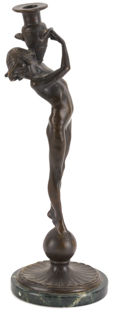 Lot 1110: After Edward McCartan, Pr. of Bronze Figural Candlesticks