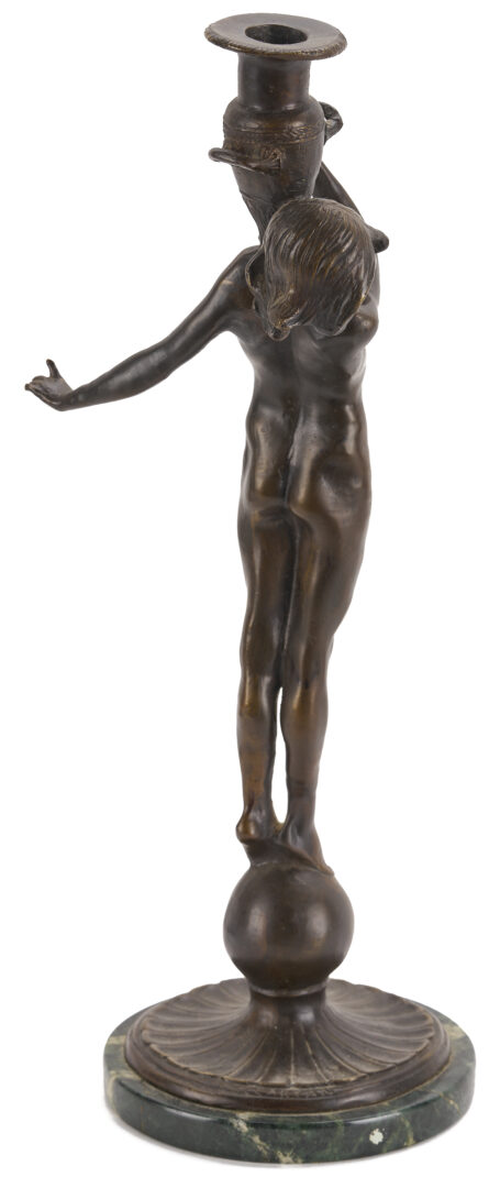 Lot 1110: After Edward McCartan, Pr. of Bronze Figural Candlesticks