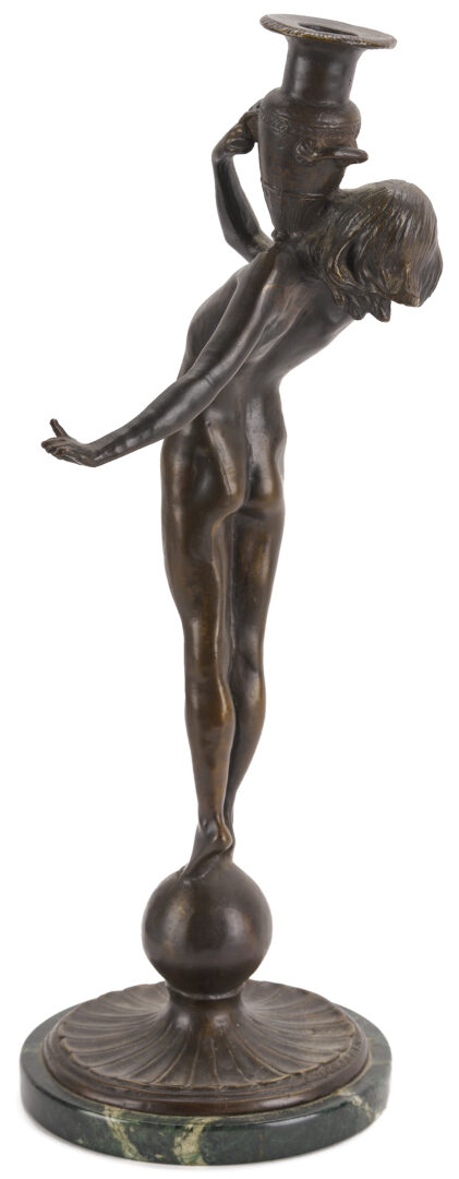 Lot 1110: After Edward McCartan, Pr. of Bronze Figural Candlesticks