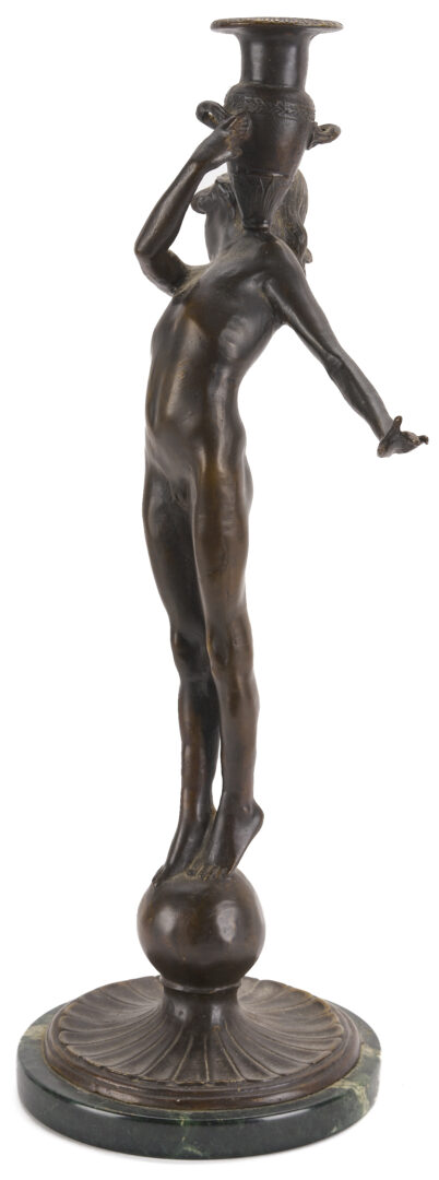 Lot 1110: After Edward McCartan, Pr. of Bronze Figural Candlesticks