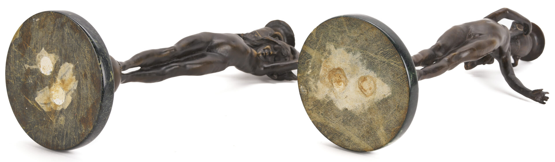 Lot 1110: After Edward McCartan, Pr. of Bronze Figural Candlesticks