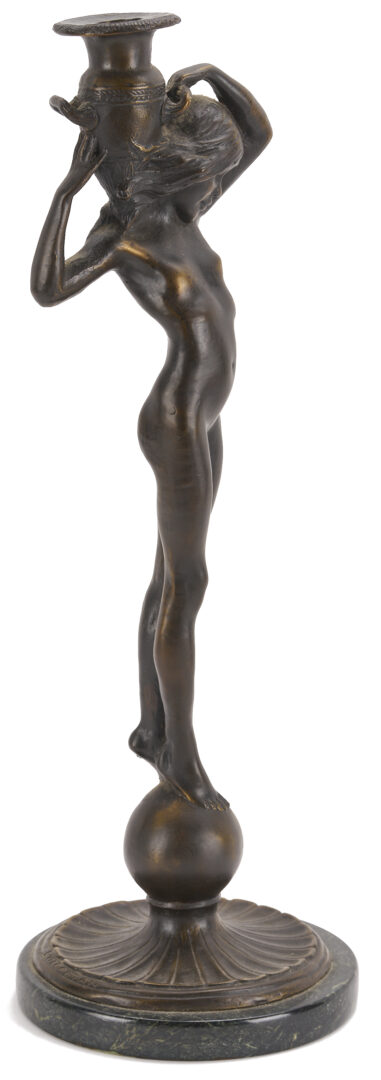 Lot 1110: After Edward McCartan, Pr. of Bronze Figural Candlesticks