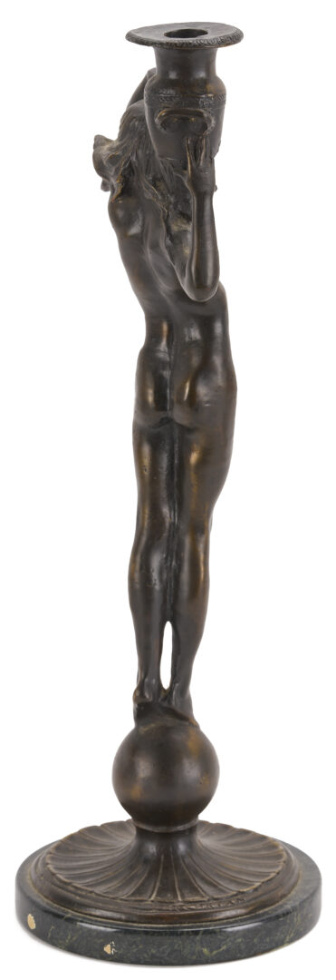 Lot 1110: After Edward McCartan, Pr. of Bronze Figural Candlesticks