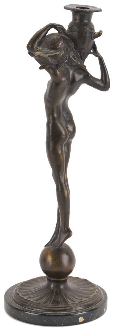 Lot 1110: After Edward McCartan, Pr. of Bronze Figural Candlesticks