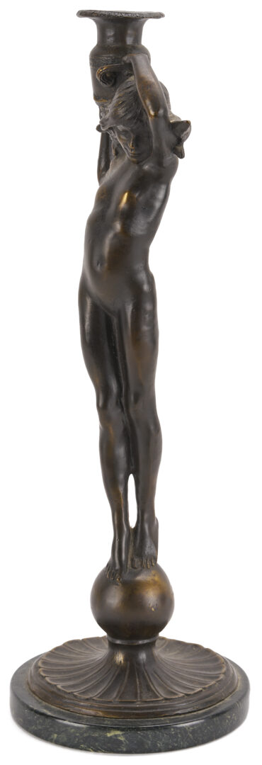 Lot 1110: After Edward McCartan, Pr. of Bronze Figural Candlesticks
