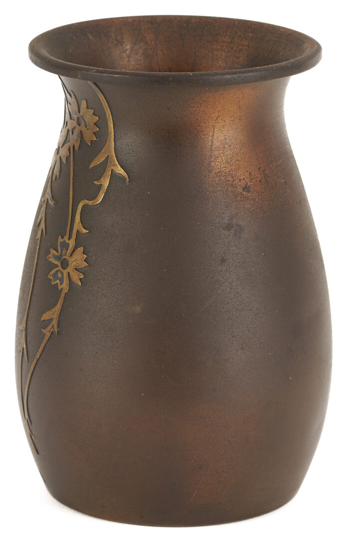 Lot 1111: Art Nouveau Bronze Sculpture & Heintz MIxed Metal Vase