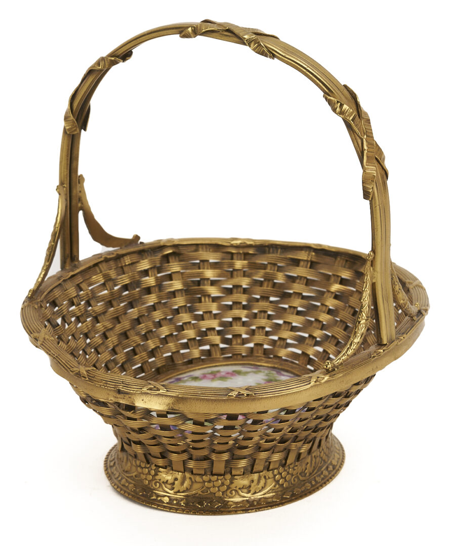 Lot 1112: Bronze Tabletop Easel and Dore Gilt Bronze Basket
