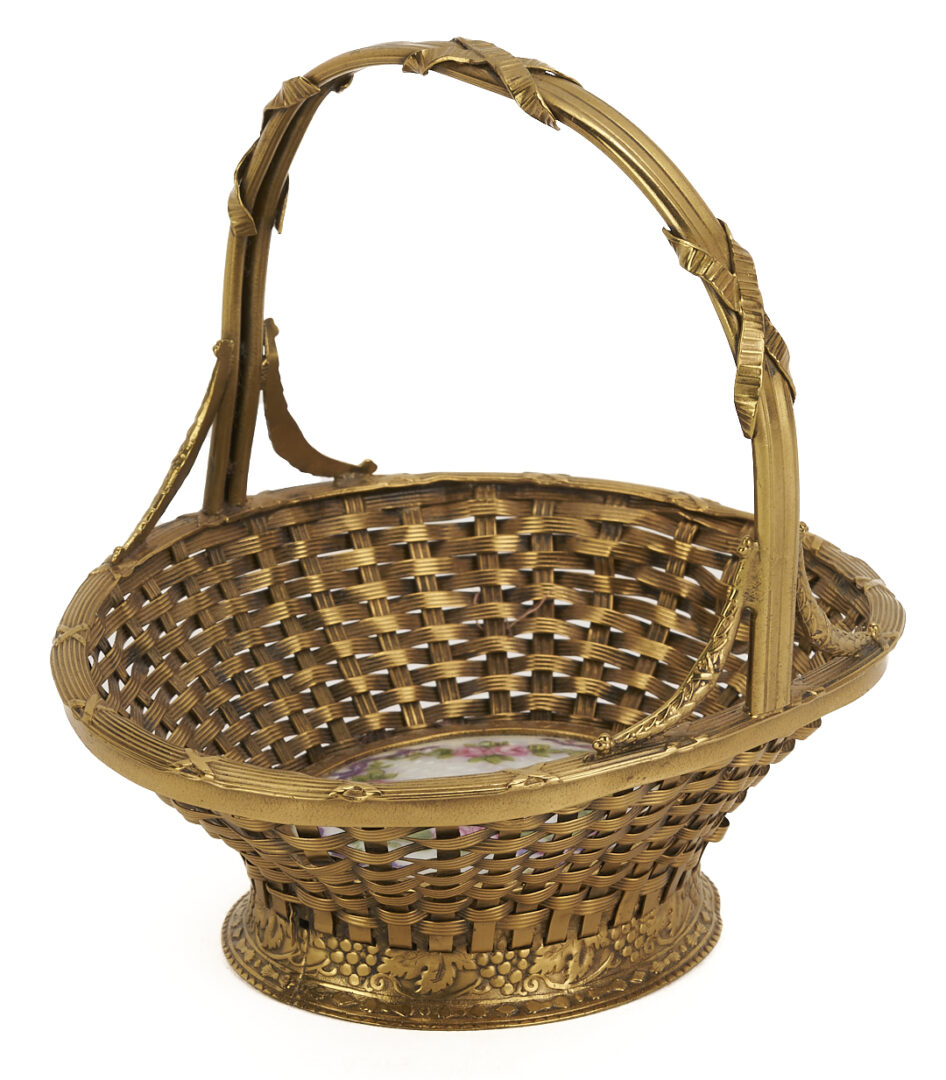 Lot 1112: Bronze Tabletop Easel and Dore Gilt Bronze Basket