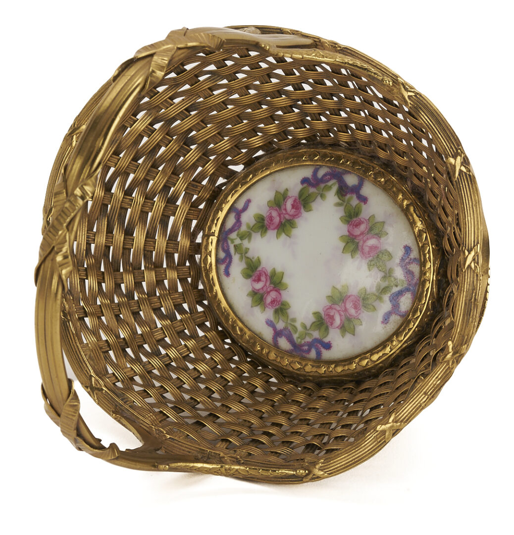 Lot 1112: Bronze Tabletop Easel and Dore Gilt Bronze Basket