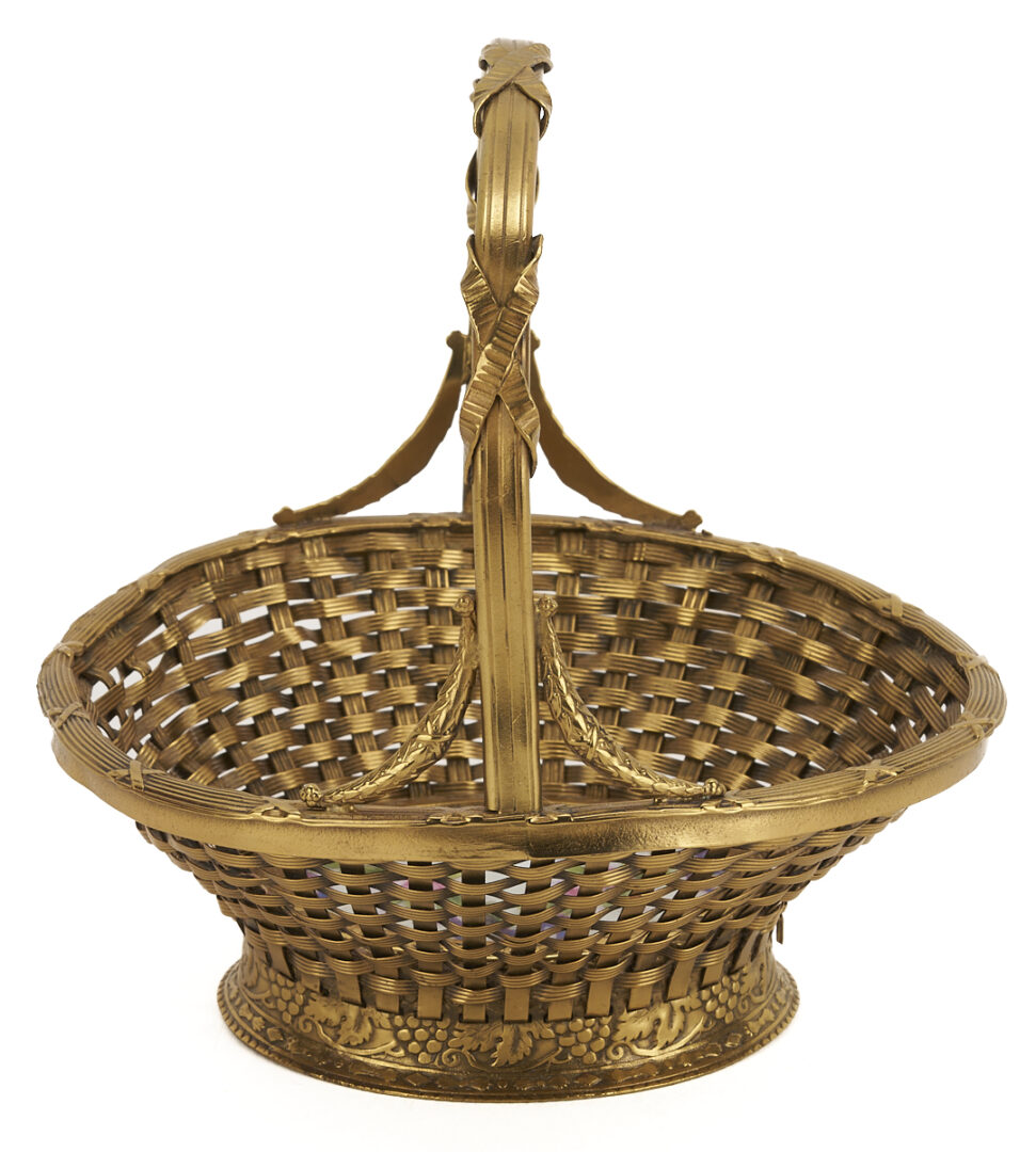 Lot 1112: Bronze Tabletop Easel and Dore Gilt Bronze Basket