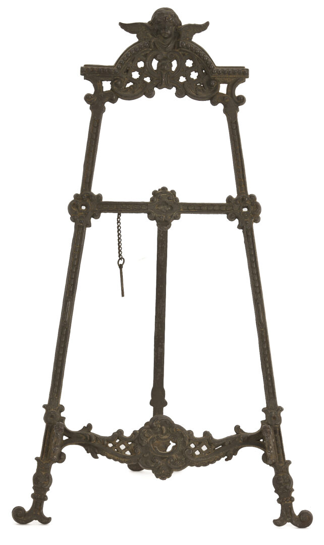 Lot 1112: Bronze Tabletop Easel and Dore Gilt Bronze Basket