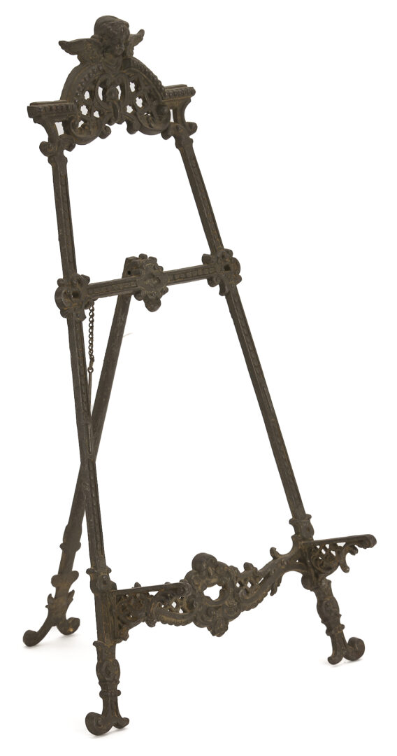 Lot 1112: Bronze Tabletop Easel and Dore Gilt Bronze Basket