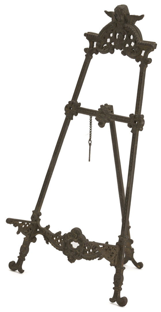 Lot 1112: Bronze Tabletop Easel and Dore Gilt Bronze Basket