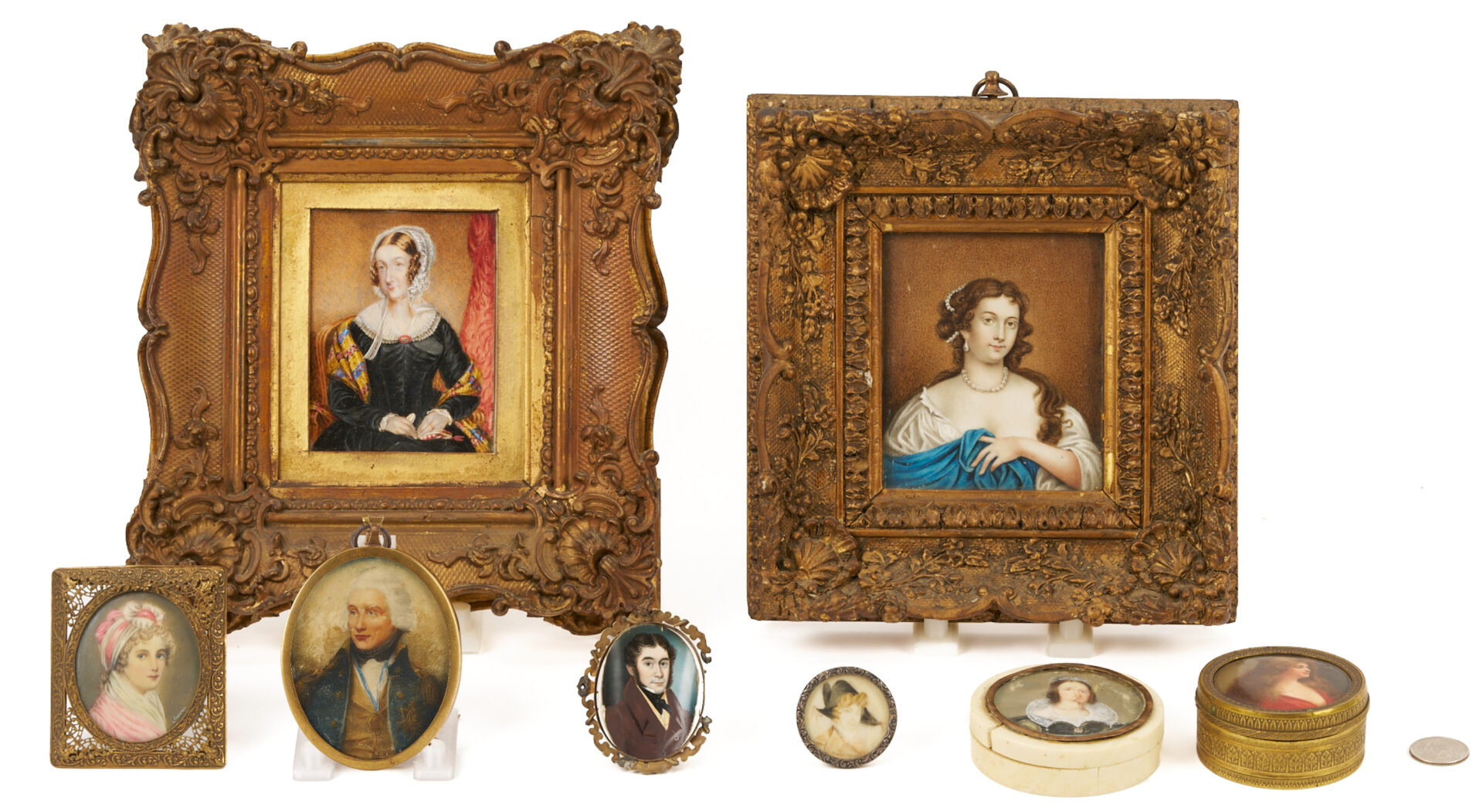 Lot 1113: 8 Miniature Portraits and Portrait Boxes