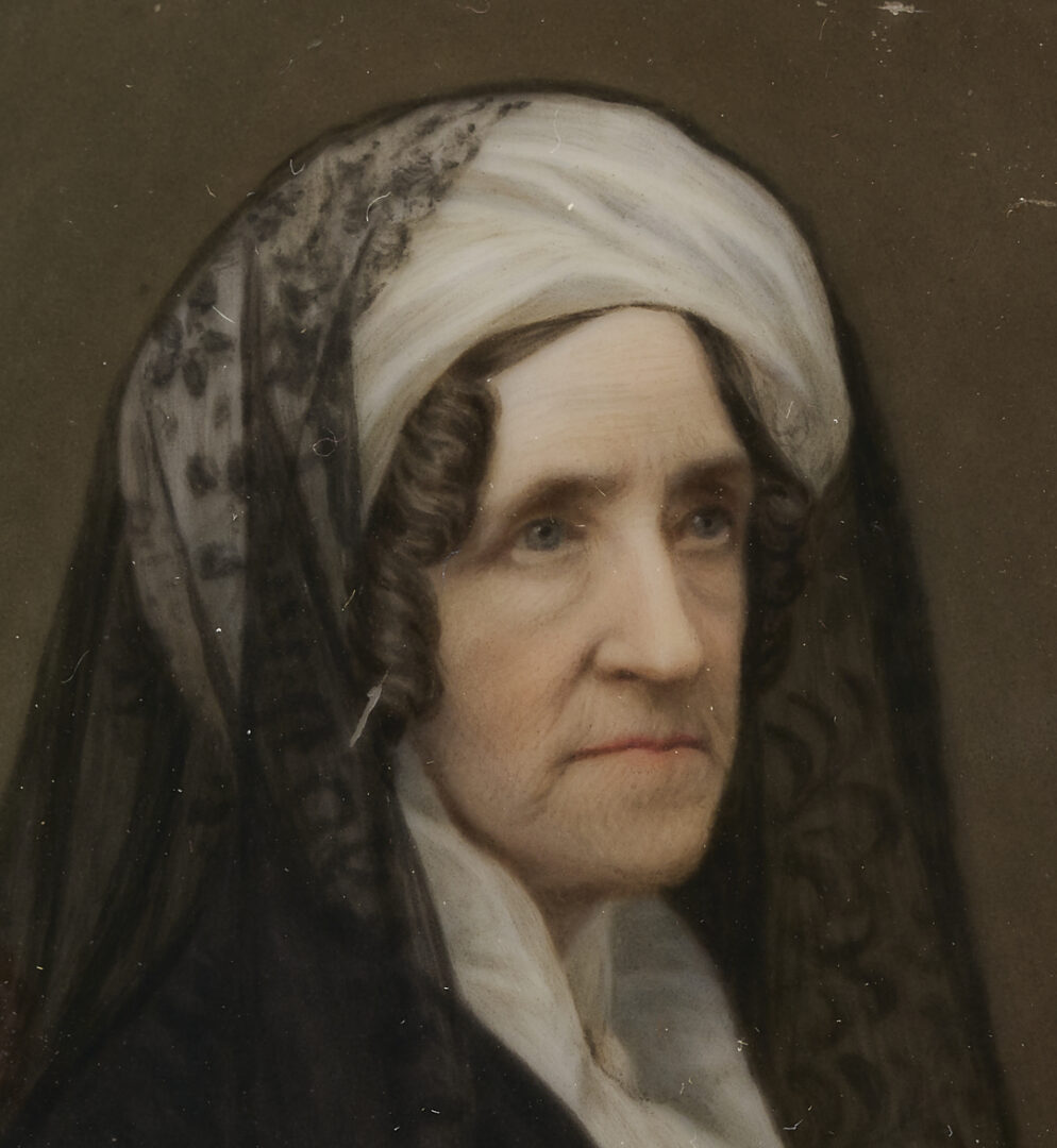 Lot 1114: 4 Portrait Miniatures: Sisters, Mother & Child plus Lady in Black Mourning Clothing