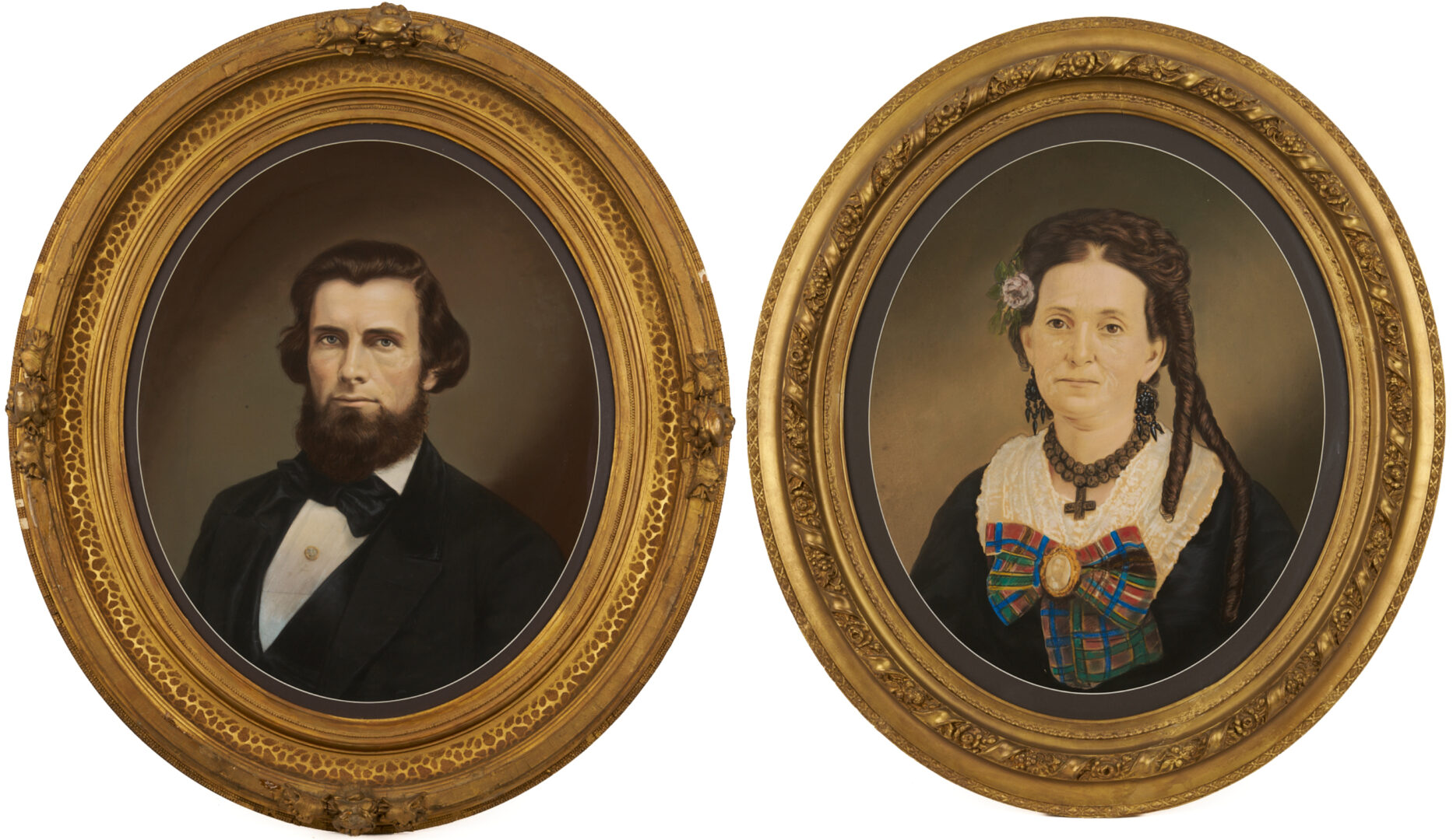 Lot 1116: 2 Georgia Pastel Portraits, Johnson Family