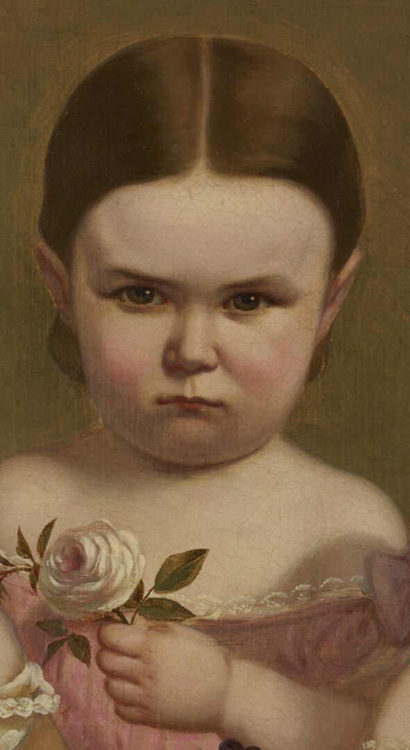 Lot 1117: Mid 19th C. Oil Portrait of 3 Children, Illegibly Signed