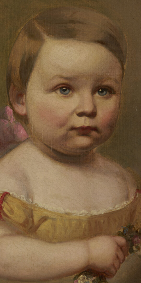 Lot 1117: Mid 19th C. Oil Portrait of 3 Children, Illegibly Signed