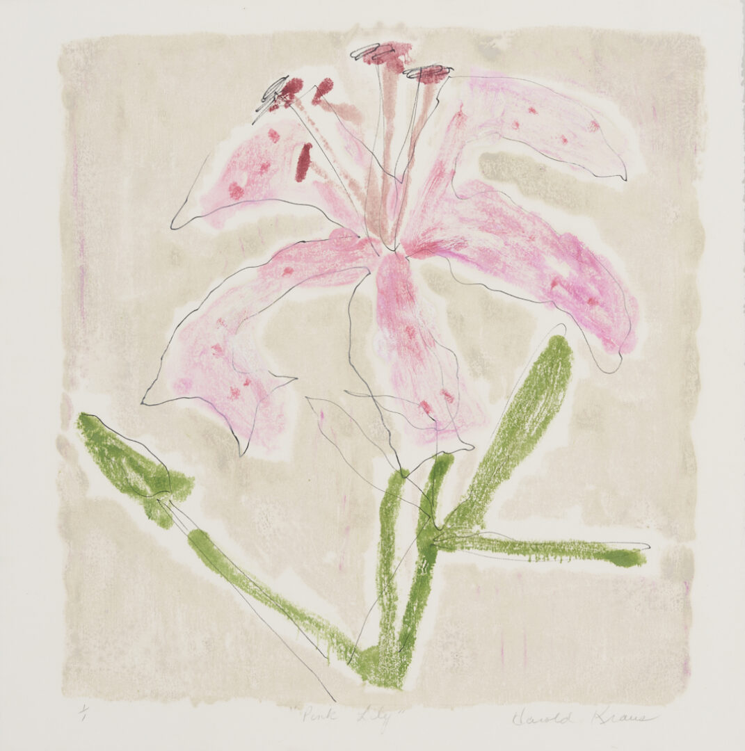 Lot 1120: Three Harold Kraus Floral Monotypes