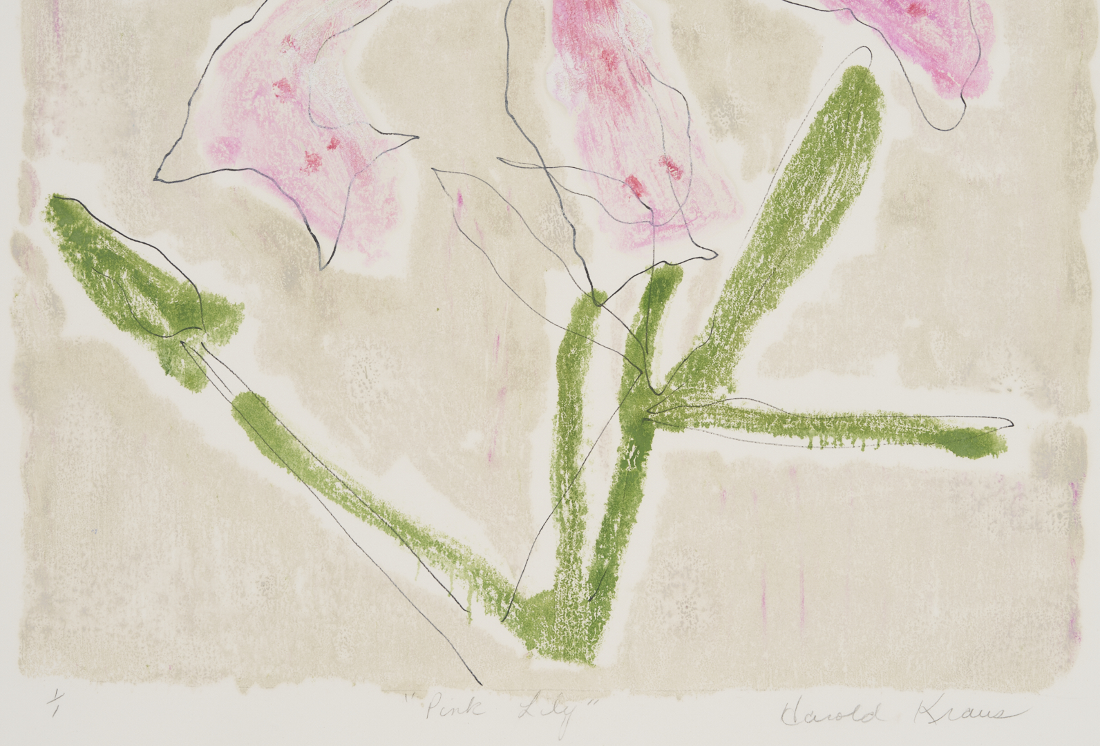 Lot 1120: Three Harold Kraus Floral Monotypes